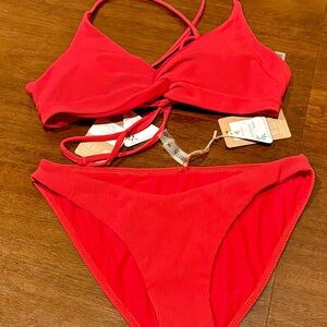 Berlook Red Twist Back Two Piece Bikini Set NWT Bold Swimwear